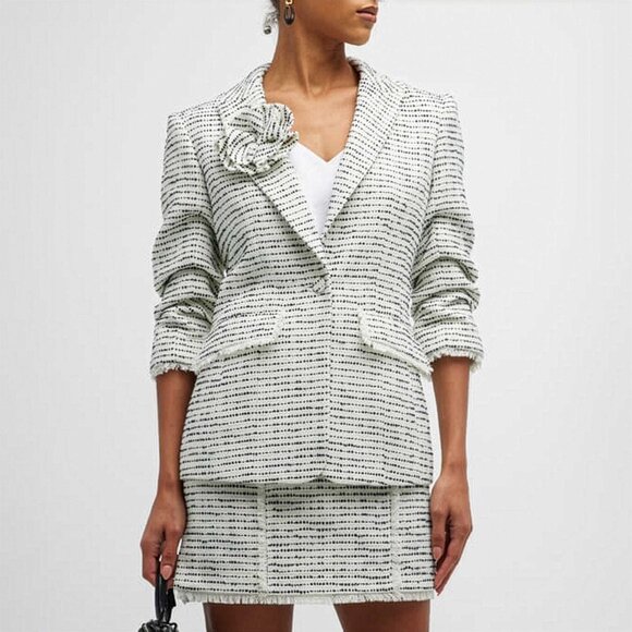 Cinq A Sept Tweed Pricilla Blazer Ivory Navy Size 2 NEW NWT - Picture 1 of 8